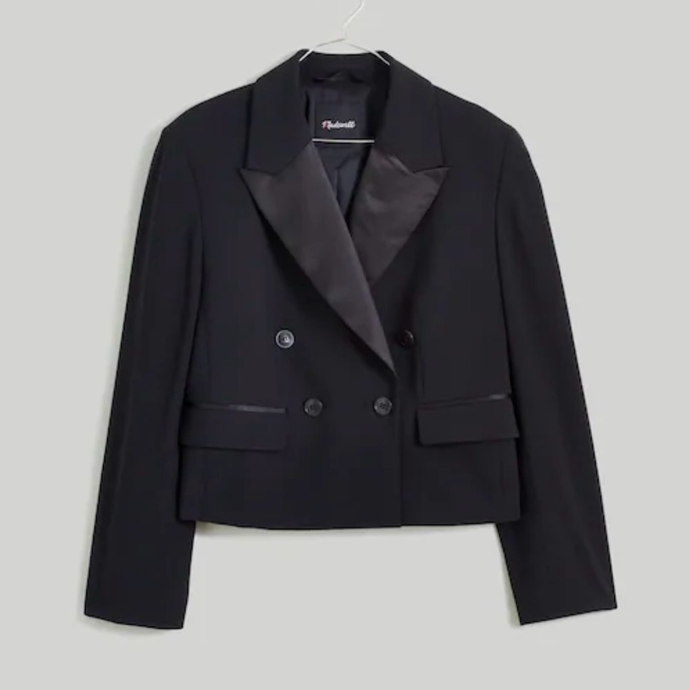 Madewell Black Cropped Double-Breasted Blazer - Picture 3 of 11